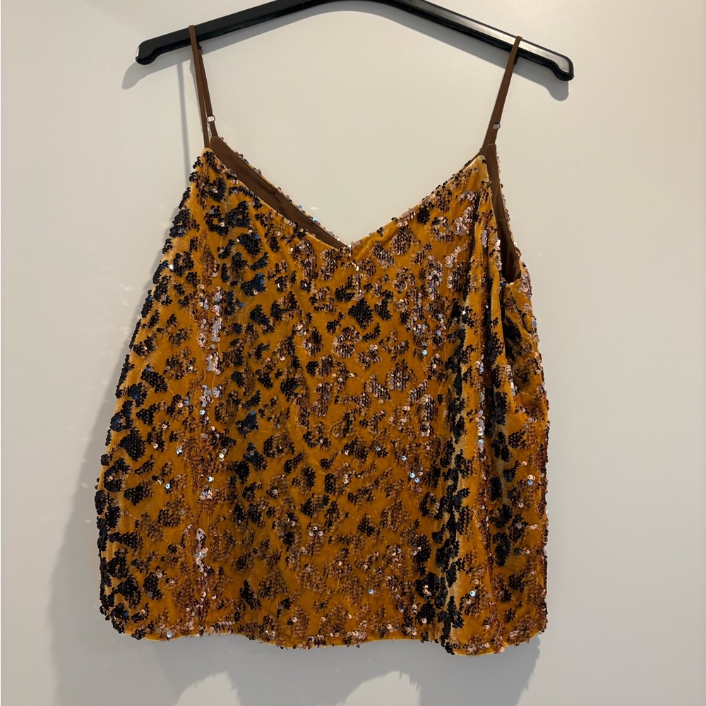 Sequin Leopard Print Cami Top